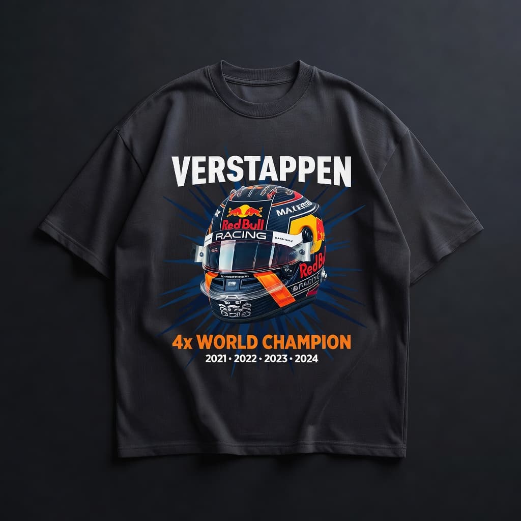 Verstappen 4x Champion — Charcoal Oversized Tee